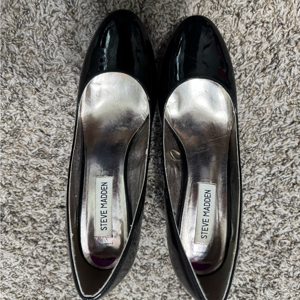 Sleek Black Patent Leather Stiletto Heels